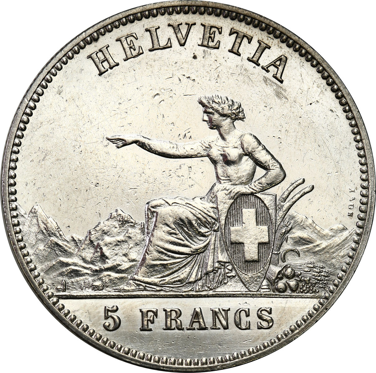 Szwajcaria. 5 franków 1863, Berno, Festiwal Strzelecki – RZADKIE